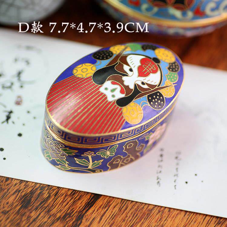 高档闺房小物正宗80代库存老 铜胎掐丝珐货琅北京年景泰蓝首饰盒