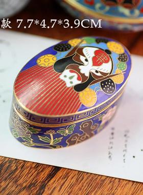 高档闺房小物正宗80代库存老 铜胎掐丝珐货琅北京年景泰蓝首饰盒
