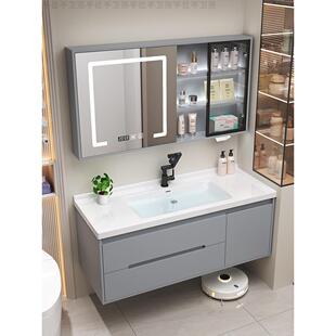 橡木门板浴室柜组合陶瓷一体盆卫生间洗手台盆洗脸盆柜组合包安装