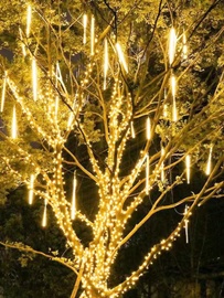 led流星雨挂树七彩室内户外防水树木亮化太阳能，圣诞七夕装饰彩灯