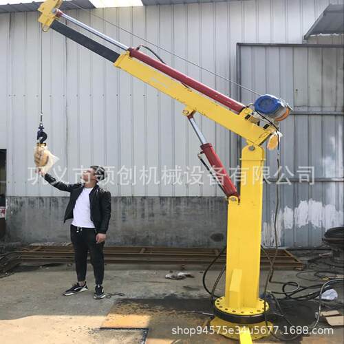 型2吨/吨小型浮船舶甲板液压机吊小渔货车6JBQ0度旋转船伸缩起重