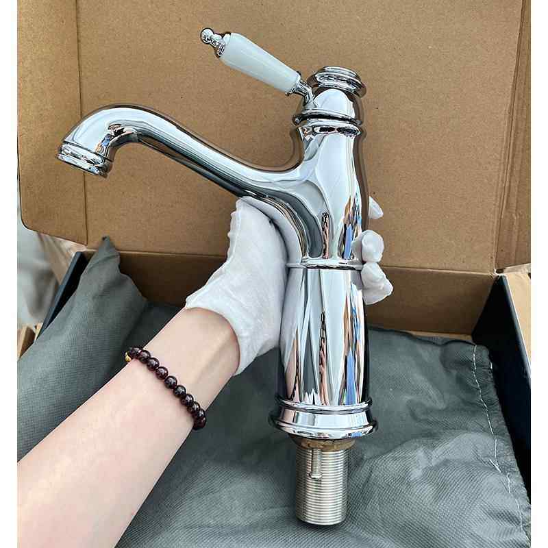 出口英国全铜水龙头洗手盆洗脸盆单把陶瓷手柄复古冷热龙头NP水嘴