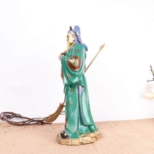 杨铜记 厂家铜关公烧色关公立 彩绘关公工艺品家居办公摆件