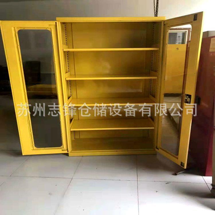 加厚车间工具柜双开门玻璃门重型工具柜多层置物柜铁皮柜带挂板