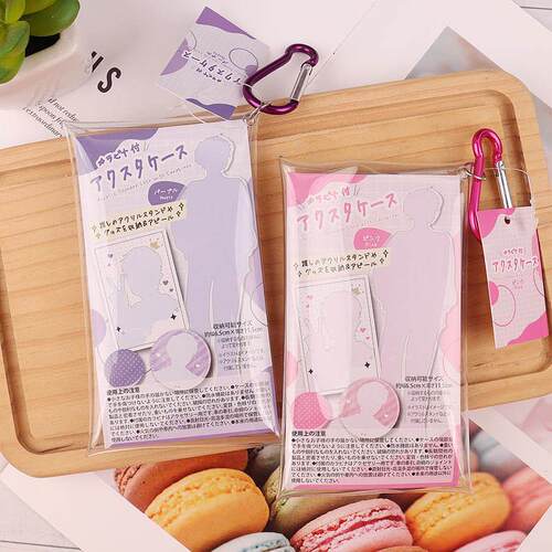 日本爱豆照片花边卡套证件套挂件蕾丝丝带多开金属挂钩pvc透明包