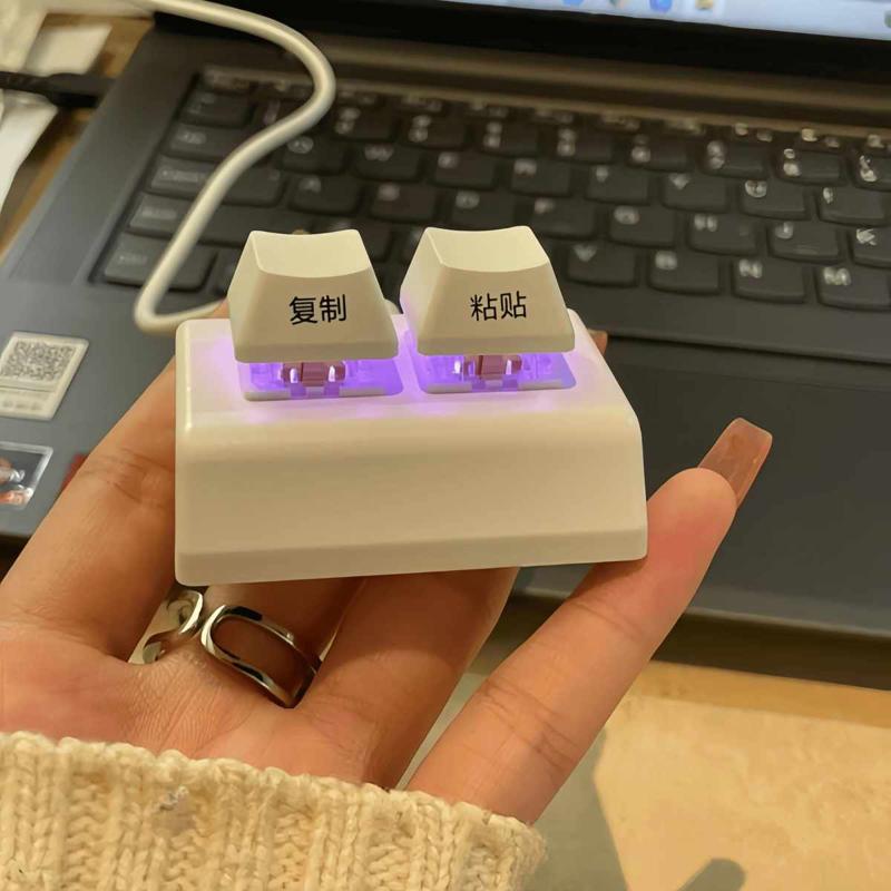 键盘按键替换2键迷你静音防尘录音双键USB小键盘复制粘贴机械自定