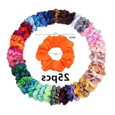 25/10/6/1pc Vintage Satin Scrunchies Girls Elastic Hair Band