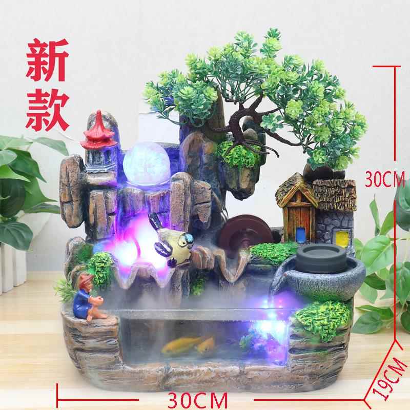 正品假山流水喷泉风轮运势摆件客厅小酒装吧办公水室桌面饰开幕礼