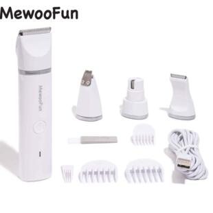 Mewoofun 4 in 1 Pet Electric Hair Trimmer with 4 Blades Groo
