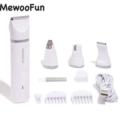 Mewoofun 4 in 1 Pet Electric Hair Trimmer with 4 Blades Groo