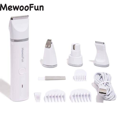 Mewoofun 4 in 1 Pet Electric Hair Trimmer with 4 Blades Groo