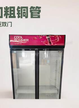 红色双门酒吧冰柜商用啤酒冷柜双门饮料冷藏柜保鲜展示柜超市冰箱