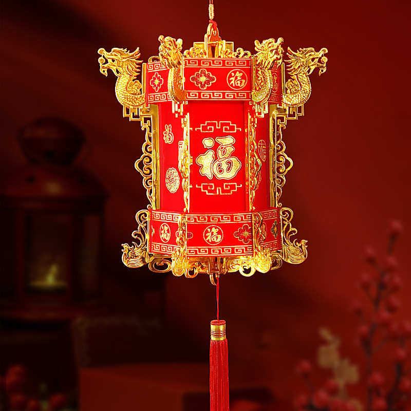 六角福灯2025新款龙年无纺布小宫灯笼批发挂饰小型的乔迁阳台装饰
