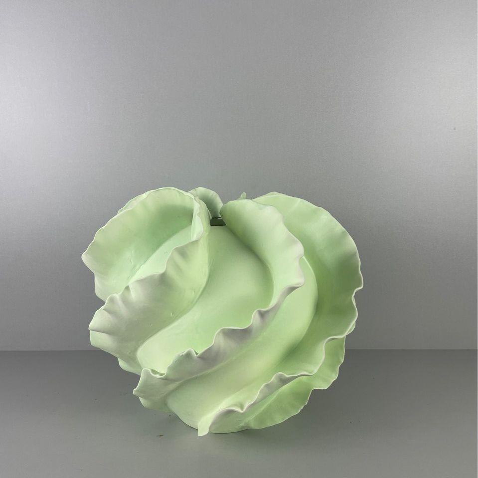 现代简约轻奢圆形陶瓷彩色花瓶样板房间波浪花边插花器博古架摆件