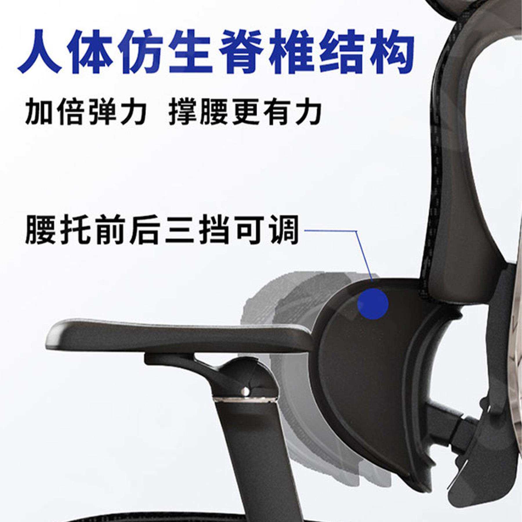 人体工学电脑椅老板椅办公椅可调节头枕扶手久坐不累可躺舒适久坐
