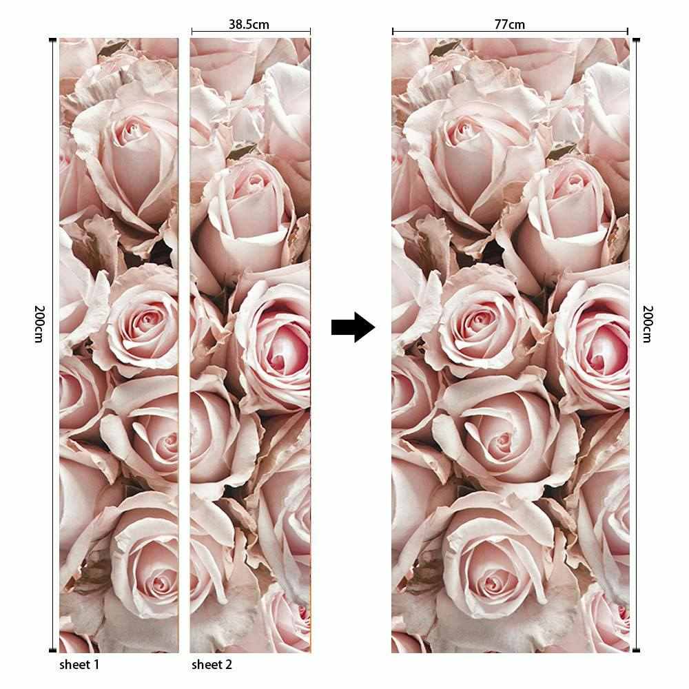 巨创货源PVC贴纸3D自粘门贴 墙贴 卧室客厅现代装饰 粉色玫瑰