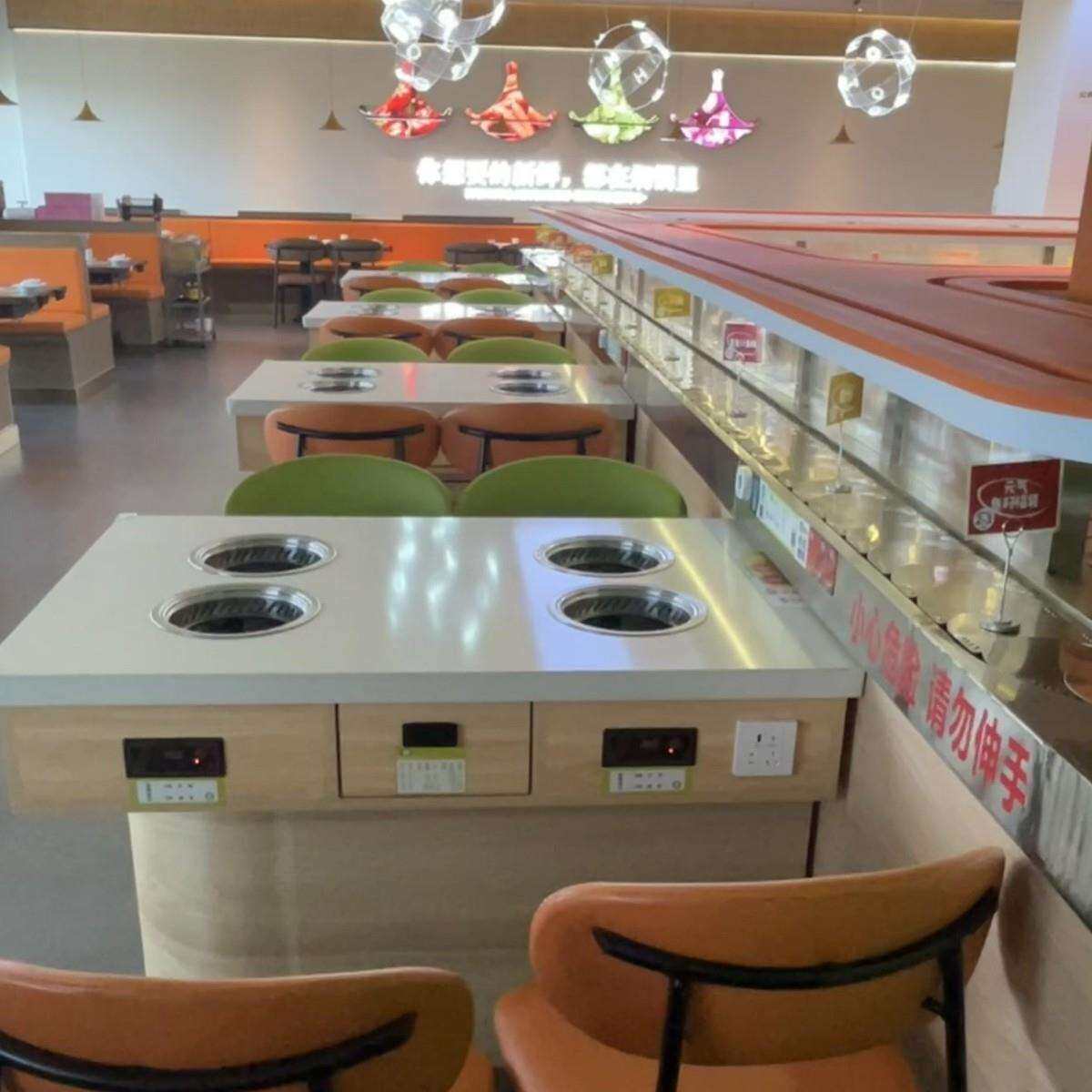 火锅桌椅多层实木火锅桌商用快餐桌椅餐厅火锅店专用