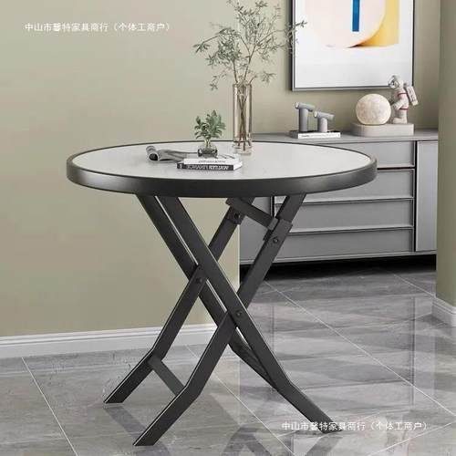 叠用小户款型餐桌折简约现ZAB代圆桌新叠小餐桌出租房折桌子可