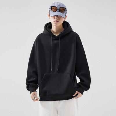 山东即墨卫衣男款2026新款连帽秋冬宽松上衣情侣运动服纯色连帽衫