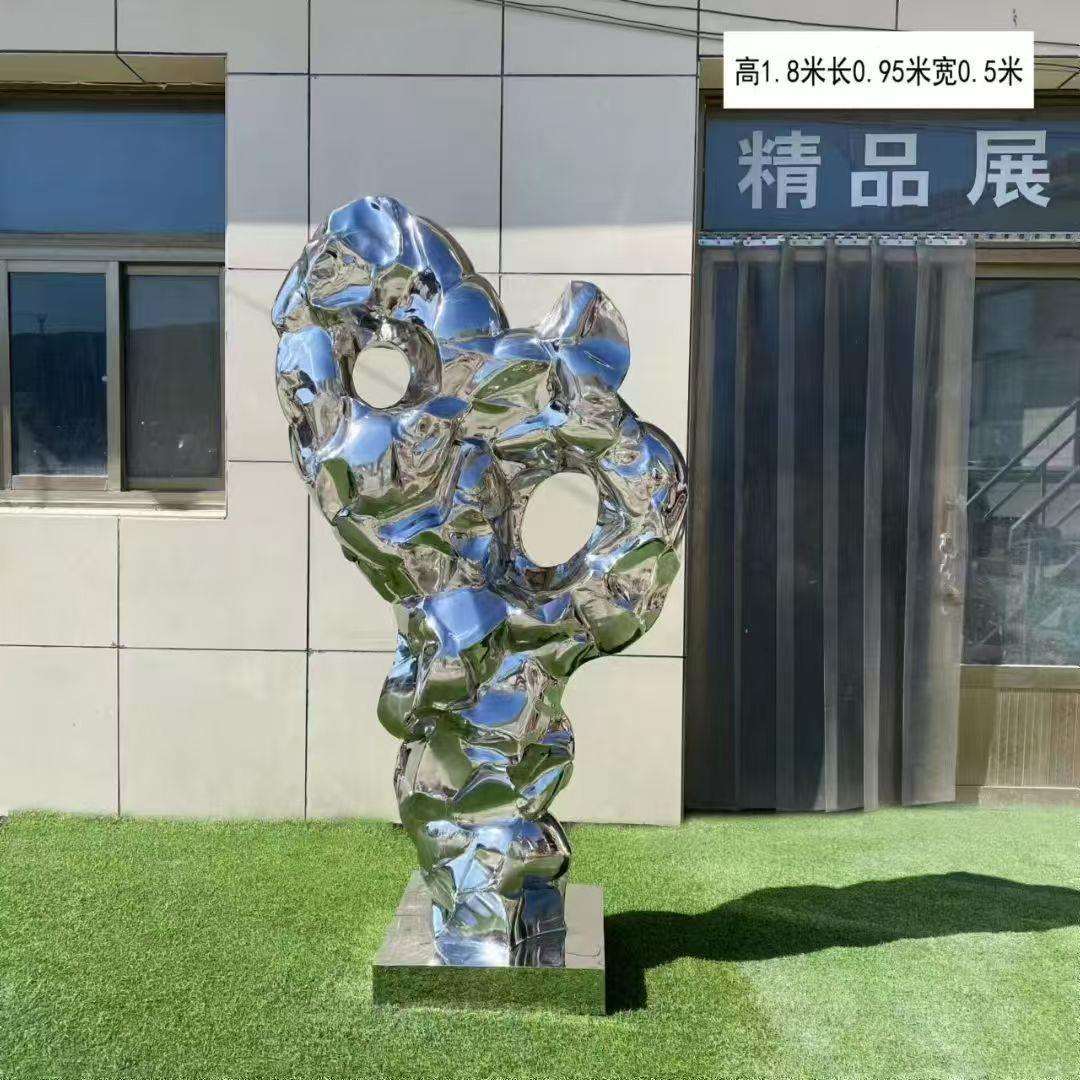 不锈钢太湖石景观酒店门口摆件户外大型落地摆件售楼部庭院雕塑