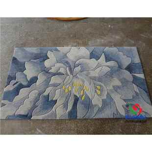 手工进口羊毛长方形抽象牡丹花朵客厅茶几地毯过道玄关门口垫地毯