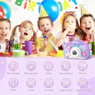 Kids Camera Toys Purple Unicorn for Girls Boys Gift Children