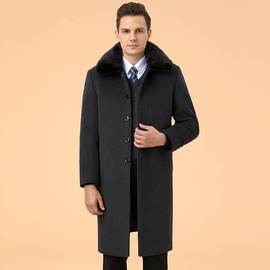 冬季卸羊绒大衣中年，男士可拆内胆加绒老加厚中长款羊毛外套