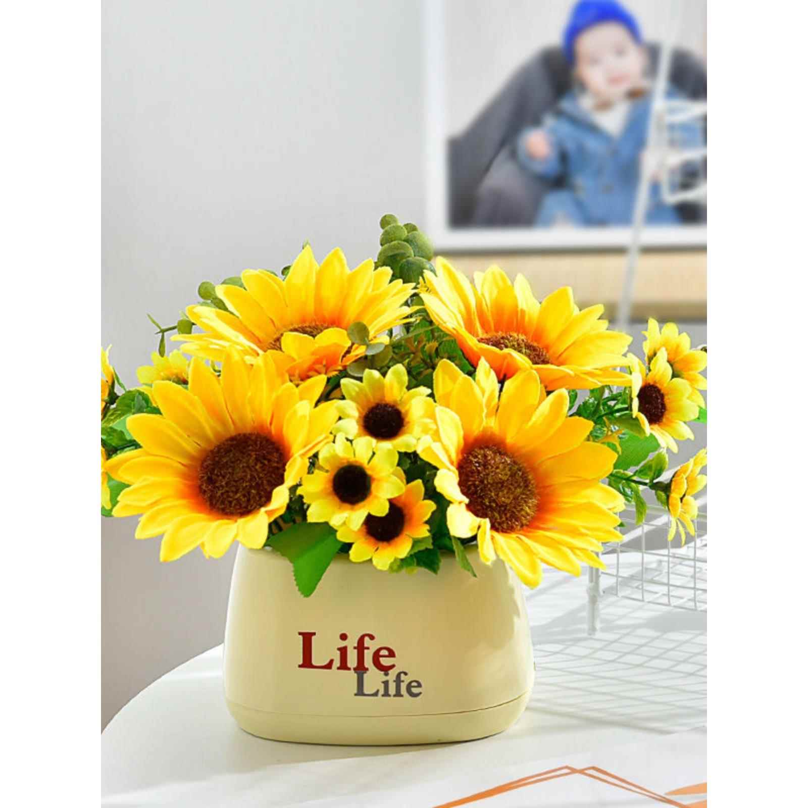 向日葵花束假花彷真花摆设客厅餐桌ins盆栽绿植室内装饰品小摆件