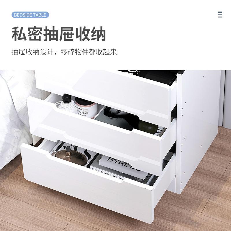 网床头床头柜简易柜现代床边床边柜桌床头简约红卧室柜子一体小型