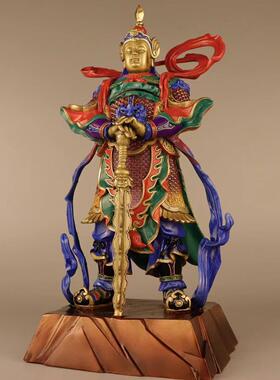 彩铜二郎真君神佛像摆件纯铜二郎神杨戬哮天犬家居书房供奉摆设