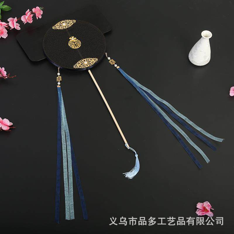 新款直销新品古风喜扇手捧扇禾扇流苏团扇汉服拍照圆扇宫扇结婚扇