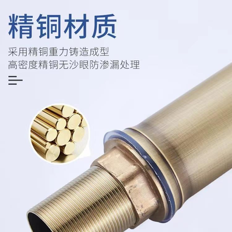 新款直销欧式仿古全铜台上盆水龙头竹节双开酒店浴室冷热水复古面