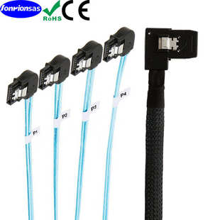 SATA Mini 8087右弯转4 SFF 7P左弯服务器连接线 SAS