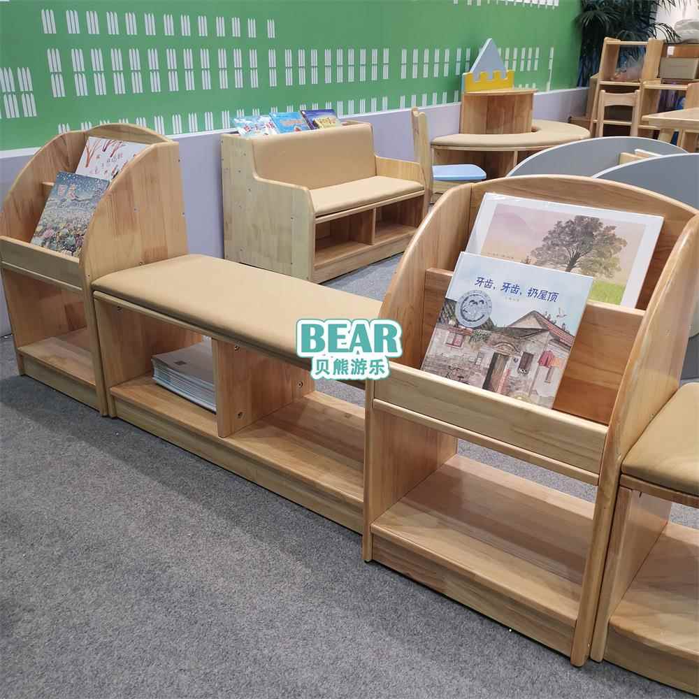 幼儿软包坐垫座书柜城堡小狗书架组儿合童绘本园架SFJ实木椅橡木