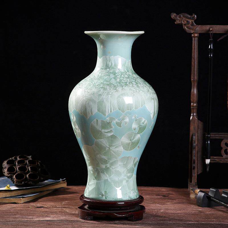 结晶釉瓷器装饰花瓶景德镇中式陶瓷花瓶家居客厅工艺品博古架摆件