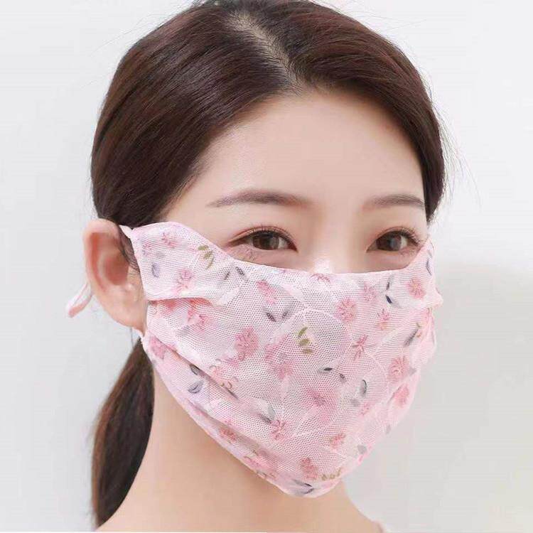 倾国倾城新款蕾丝防晒口罩女夏加大薄款透气骑行遮阳护眼角面罩女