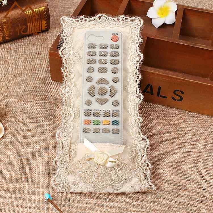 欧式高档布艺遥控器保护套蕾丝刺绣防尘罩电视空调机顶盒遥控套