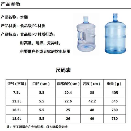 新款直销18.9升pc桶丝口纯净水桶加厚纯净水桶饮水机桶大桶茶吧机