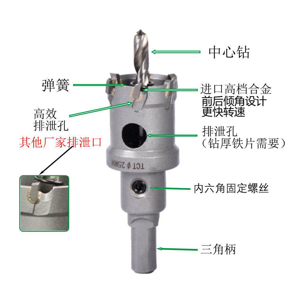 合金开孔器金属钢板厚铁板扩孔不锈钢钻头镀钛中心钻铝盒套装