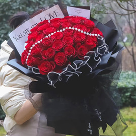 99朵红玫瑰花鲜花北京天津同城送花女友，花束上海情人节33香槟玫瑰