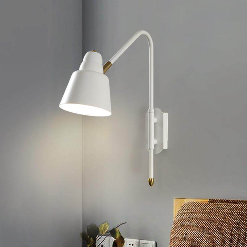 壁灯卧室床头灯现代简约北欧客厅长臂轻奢创意摇臂活动白色墙壁灯