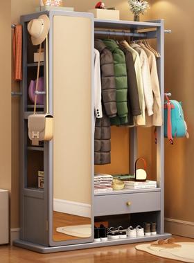 木穿衣镜衣LCW实帽架一镜体落地架卧室家用多功能收纳挂衣全身试