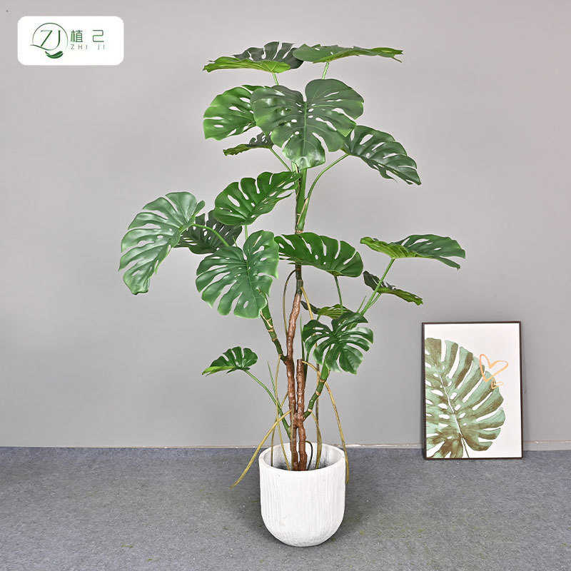仿真龟背树绿植客厅办公室仿生植物盆栽落地装饰大型热带假树龟背