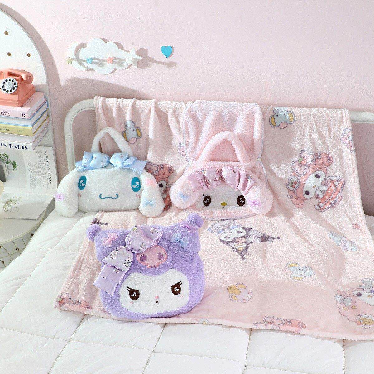 卡通可爱旋律手毯袋枕头空调毯被两用办公室午睡午睡毛毯