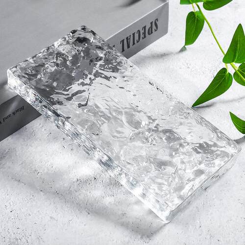 超白玻璃砖水晶砖隔断墙卫生间透明方形磨砂屏风实心双面冰纹砖块