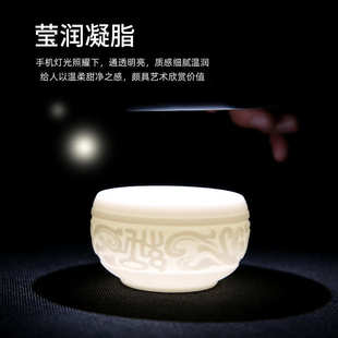 浮雕龙纹白瓷茶杯素烧羊脂玉瓷主人杯罗汉杯功夫茶具单杯品茗杯