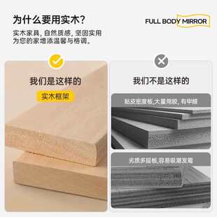 洞洞板实木穿衣镜子一体隐藏式全身镜推拉贴挂墙玄关试衣镜置物架