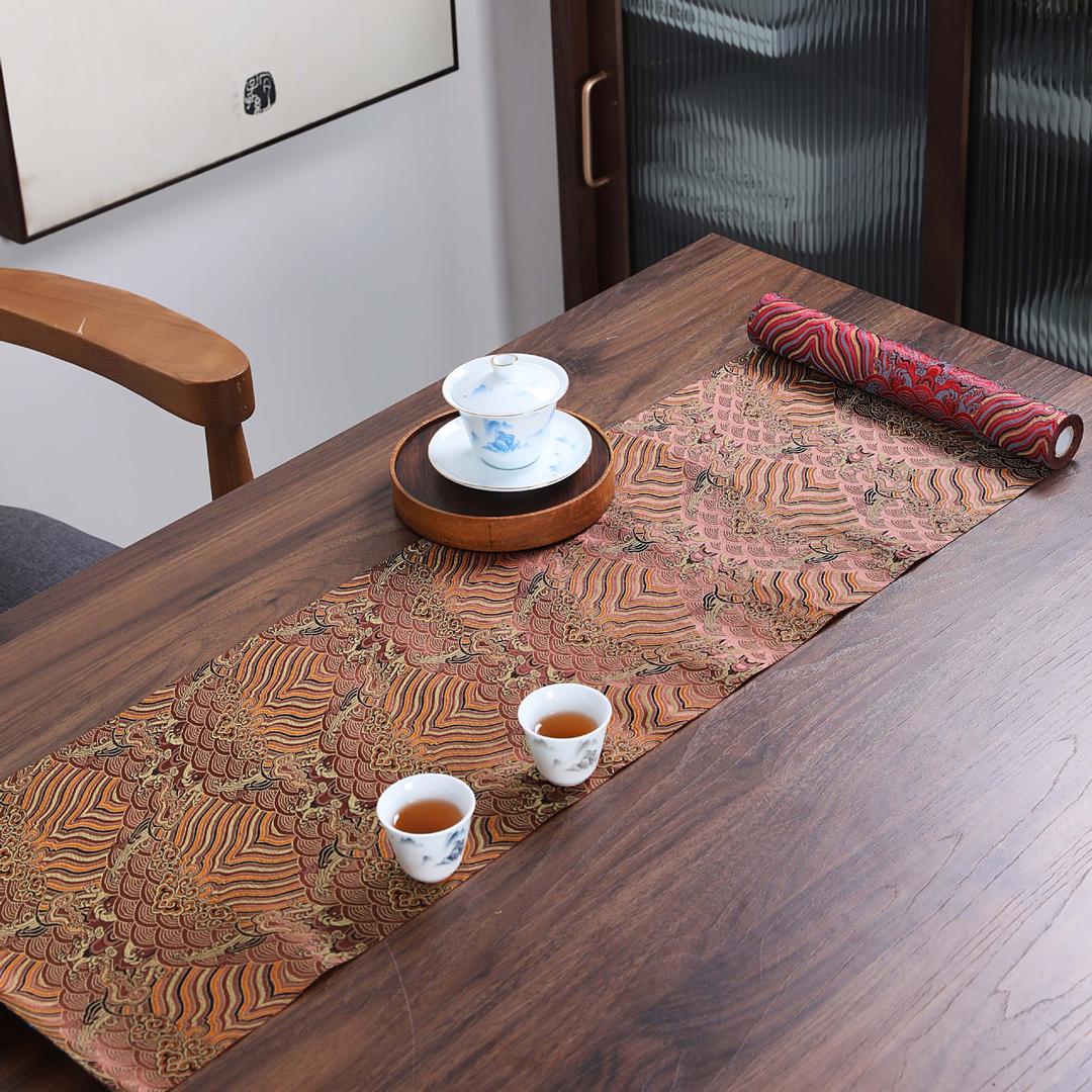 中式禅意桌旗国风古韵云锦茶席茶桌垫杯垫壶垫茶道配件长桌布桌旗