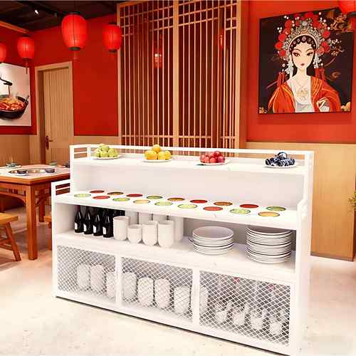 新款餐厅桌边柜水果台碗麻辣烫铁艺调味台自助火锅店烧烤店调料台