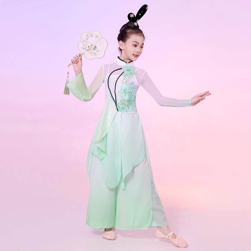 正品儿古典舞演出童服女蹈飘逸纱衣古舞风汉族唐扇子舞民女童民族